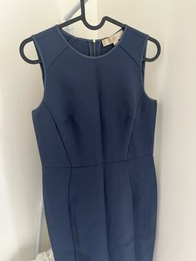 LOFT Navy Sleeveless Midi Sheath Dress